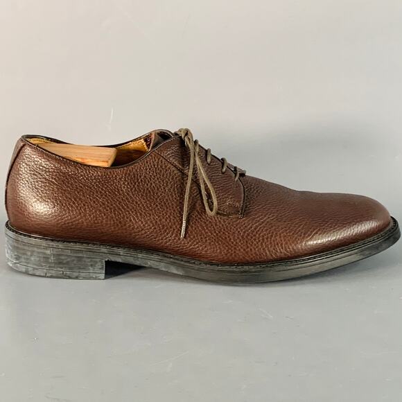 BARNEY\'S NEW YORK Size 11 Brown Pebble Grain Leather Derby Lace-Up Shoes main image 6